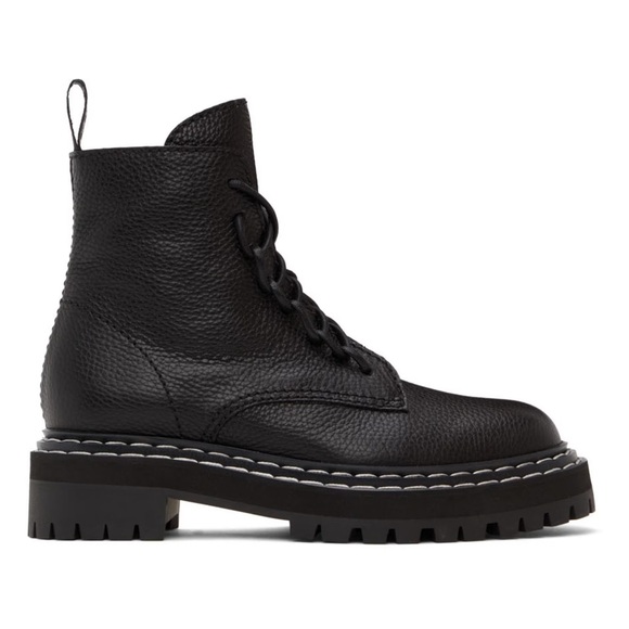 Worn once! Proenza Schouler Black Calf Leather Combat Laceup Boots EU 38 / US 8 - Picture 2 of 13